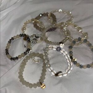 Erimish Cream and Gold Beaded Bracelet Set